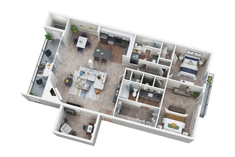 Two Bedrooms Two Baths and Study